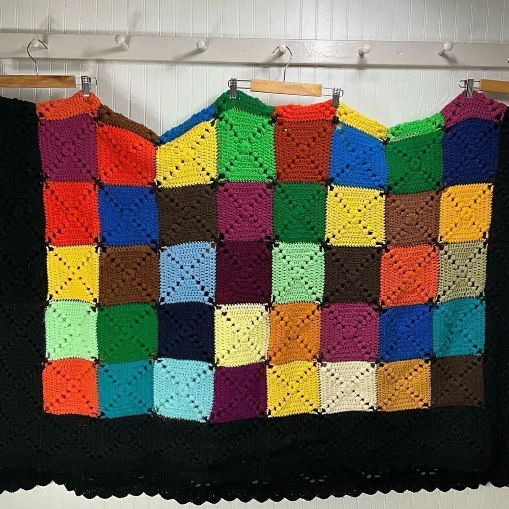 VINTAGE Handmade Crochet Blanket afghan